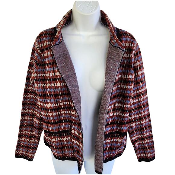 Tahari Houndstooth Open Cardigan Sweater Blazer M Perfect w/ High Waisted Pants - Picture 10 of 16